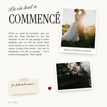 Là où tout a commencé : le récit de leur rencontre, un mardi de novembre sous la pluie, avec deux photos instantanées