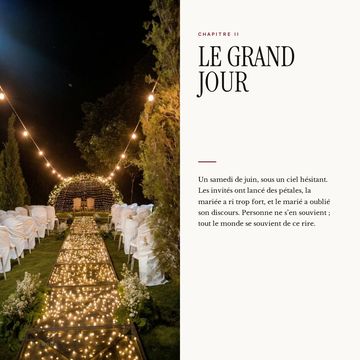 Chapitre II, Le grand jour, avec la photo de l'allée illuminée