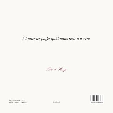 Dos du magazine : « À toutes les pages qu'il nous reste à écrire », Léa & Hugo